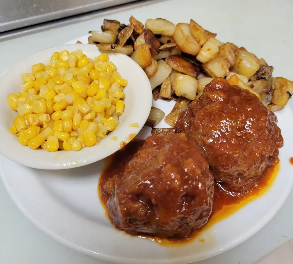 BBQ Meatballs and Fried Potatoes